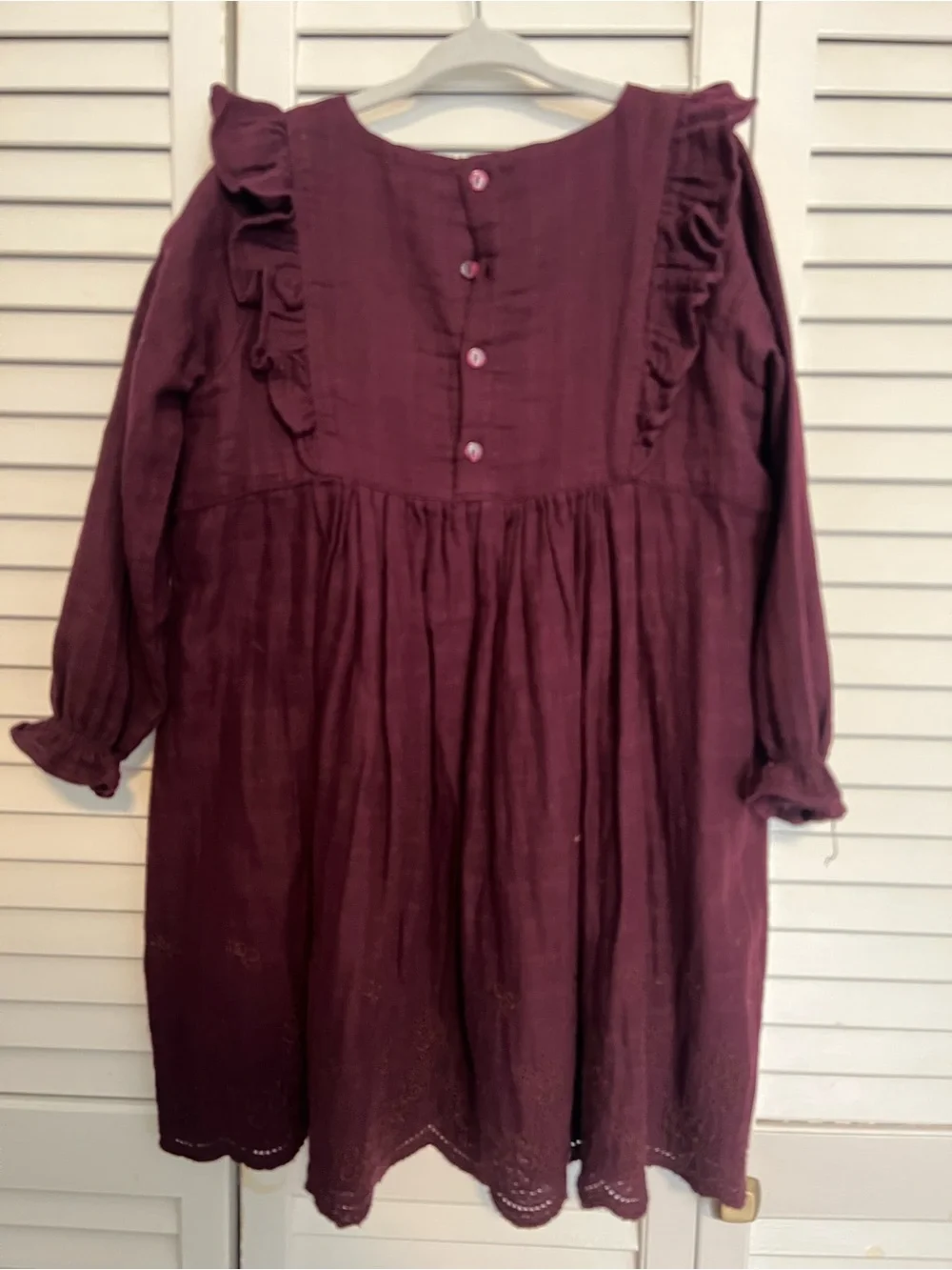 Jamie Kay Girls' Ruffled Long-Sleeve Dress in Plum